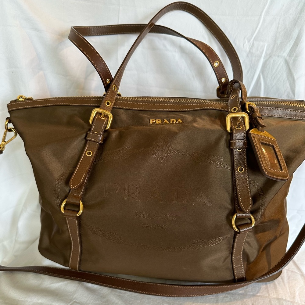 ✨SOLD✨ AUTHENTIC Prada Brown Nylon Tote Bag